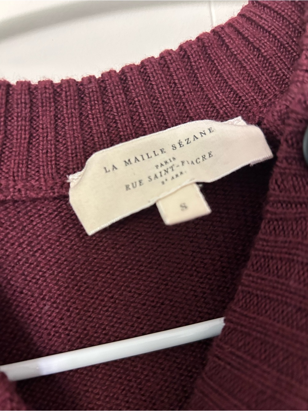 Sezane Women's Burgundy Button-Shoulder Sweater Dress - Picture 2 of 4